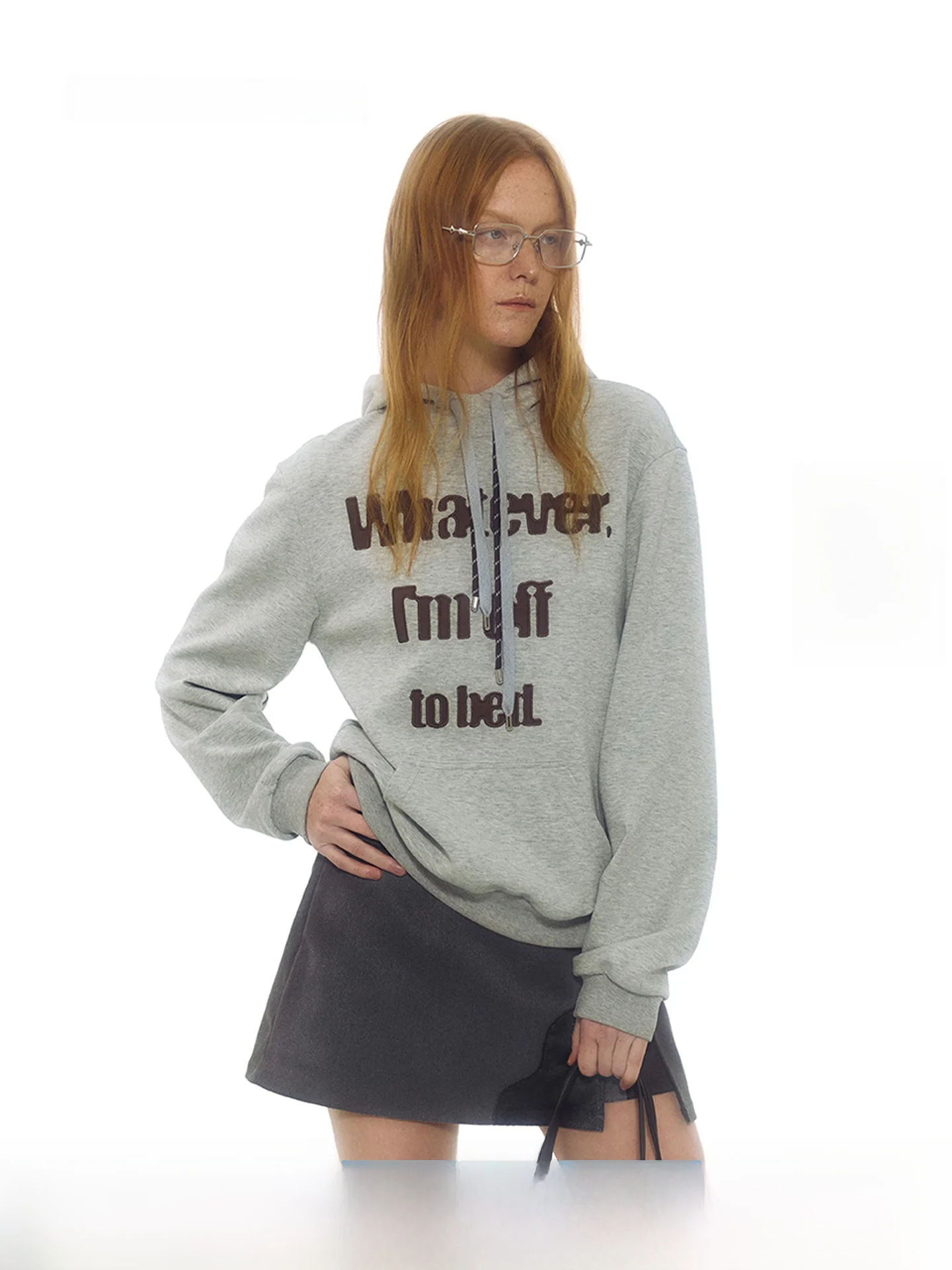 

Weekend Late Eight Random Slogan Hoodie Sweatshirt Color Block Print Versatile Casual Top Spring Cotton Nylon Long Sleeve