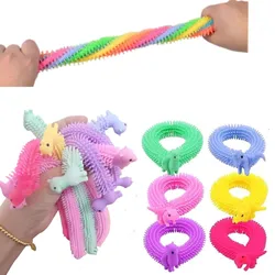 6pcs Stretchy String Fidget Toy Colorful Long Noodle Stretch Toys Alpaca Pinching Music Toy Sensory Toys for Kids Toddler Autism