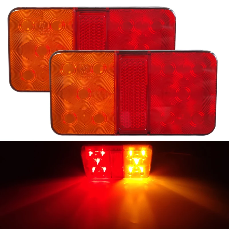 

2PCS 12V 10 LED Tail Light Taillight Turn Signal Indicator Stop Lamp Rear Brake Light for Car Truck Trailer Caravan