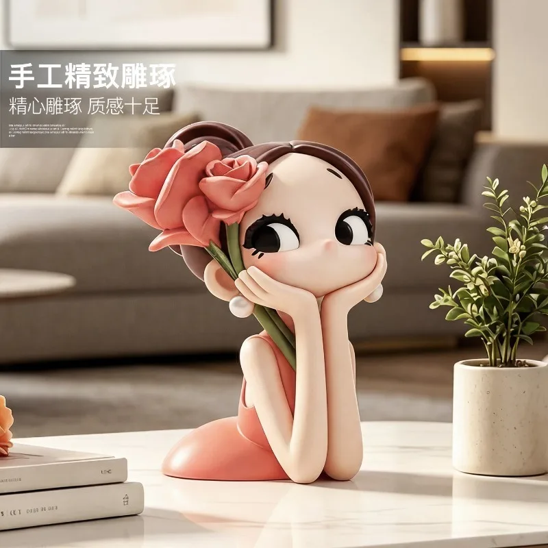 Cartoon girl desktop ornaments, soft home decorations, fashionable personalized handicrafts, couples' birthday gift pendulum