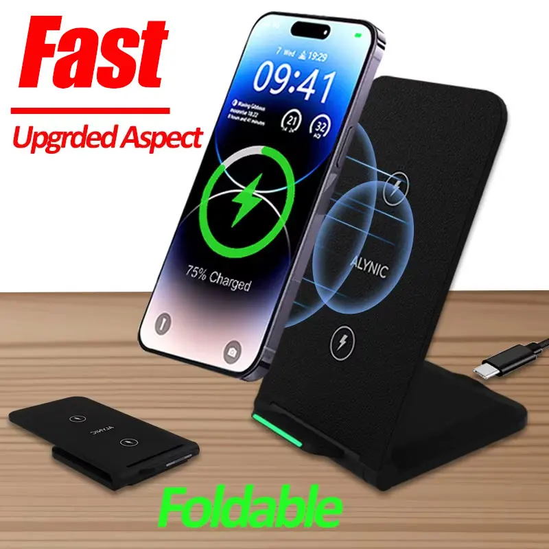 Kabelloses Ladegerät, faltbare Ladestation für iPhone 16 15 14 13 12 Pro Max, Samsung S24 S23, schnelle Ladestation