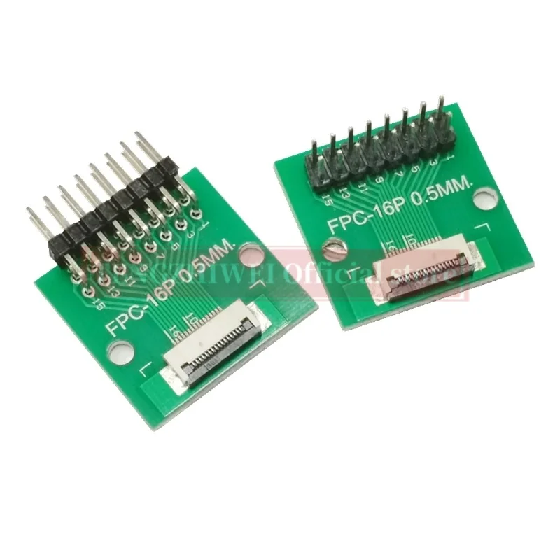 5 Stuks Ffc/Fpc Adapter Board 0.5Mm-16P Tot 2.54Mm Gelaste 0.5Mm-16P Flip-Top Connector Gelaste Rechte En Gebogen Pin Headers