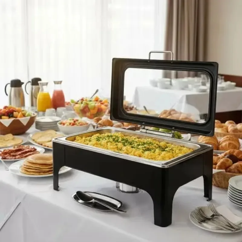 Commercial Equipment Black Food Warmer Set Modern Stainless Steel Buffet Chafing Dish For Party - view 6