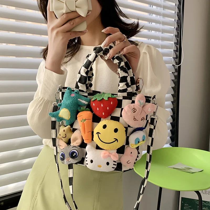 Summer Canvas Bags for Women 2022 Trend Cartoon Cute Casual Tote Bag Fashion Funny Messenger Bag Girls Doll Shoulder Bag Woman