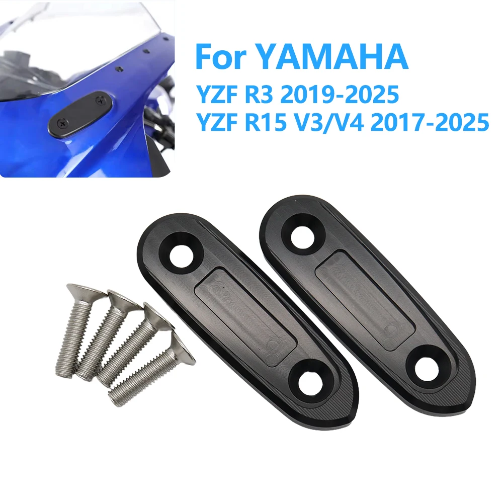 

For Yamaha YZF R3 R15 V3 V4 2017-2025 2024 2023 Motorcycle rearview mirror base windshield drive eliminator mirror hole cover