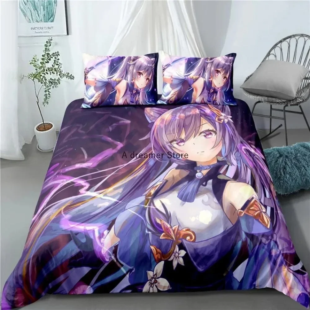 Touhou Project Remilia Scarlet Flandre Anime Duvet Cover With Pillowcases Purple Bedding Linen Genshin Impact Bedclothes