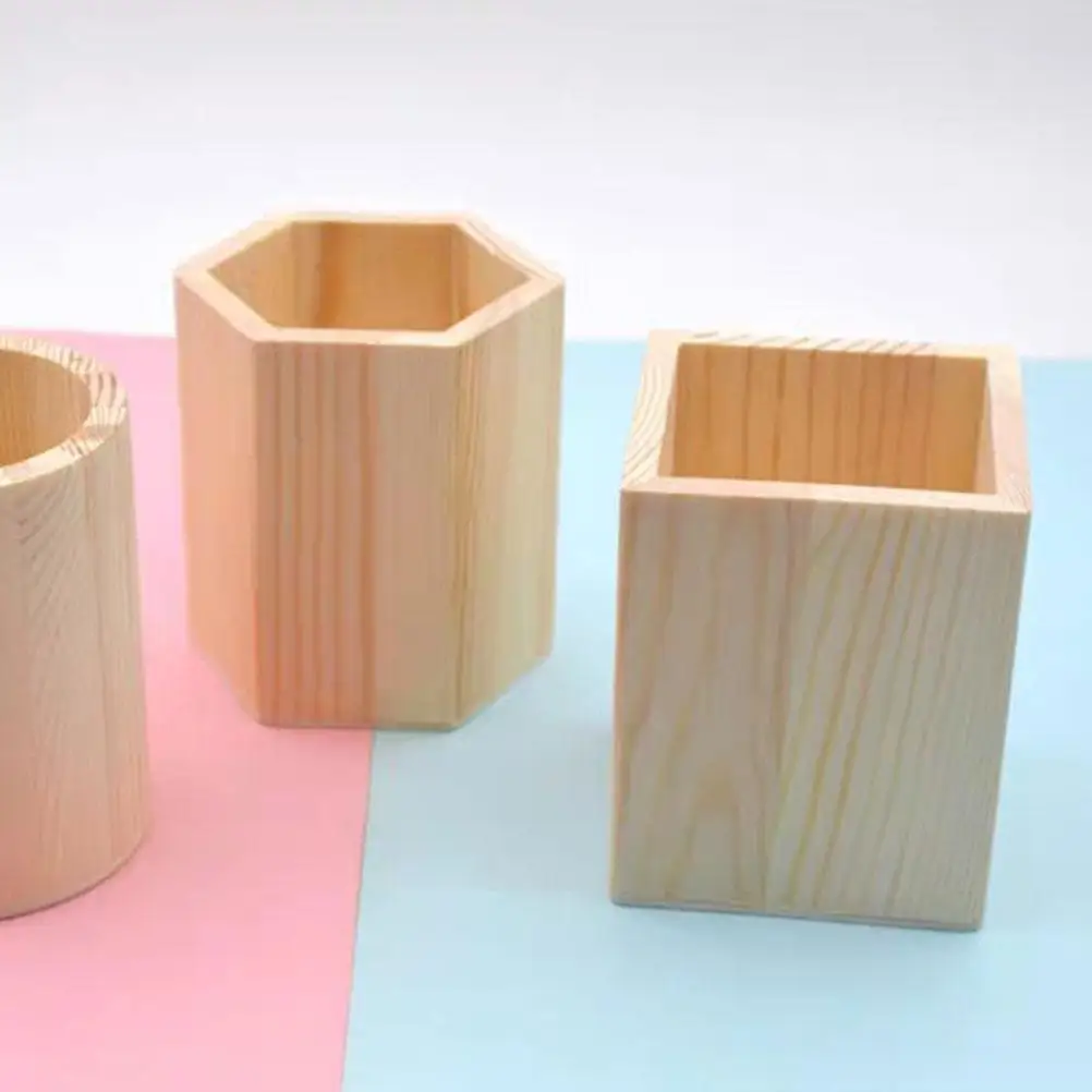 

2pcs Pine Holder Makeup Tools Pot Pencil Cup Stationery ganizer Desk Supplies Plant Wood Pen Holder Pot Home Office Decor