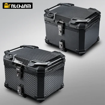 Carbon/Aluminum 55L Motorcycle Trunk Box Waterproof Top Box Tail Box Trunk Universal Motorbike Storage Case Tail Box Luggage