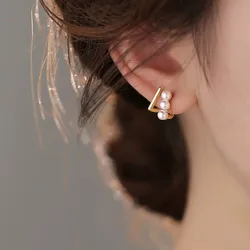 S925 Sterling Silver Luxury Imitation Natural Pearl Earrings for Women Versatile Ear Studs Fashion Jewelry Gifts Accessories