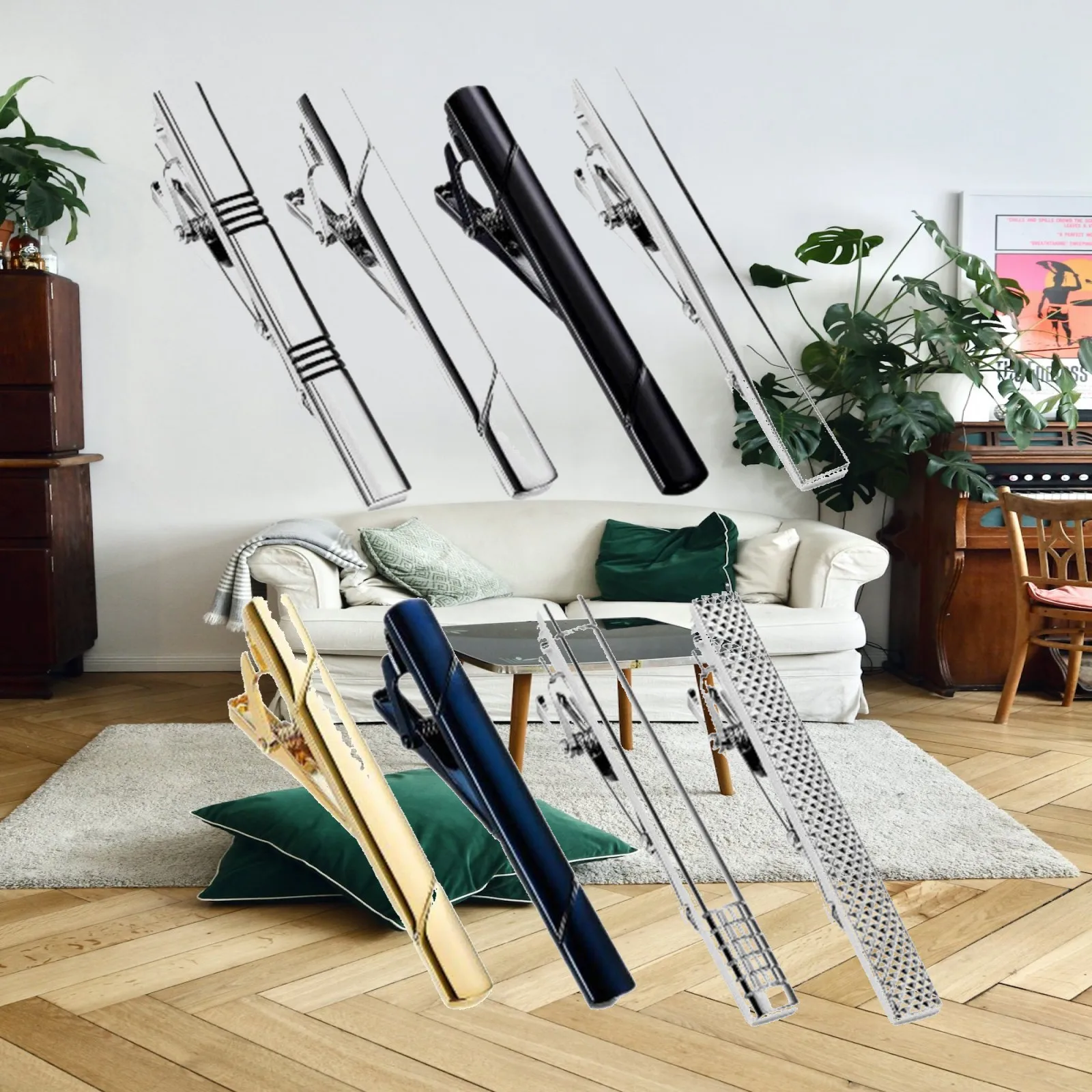 Tie Bar Set Gift - 8個入りネクタイクリップ シンプルで汎用性のあるパーソナライズされた金属製ホルダー クラップ メンズネクタイバーセット ボタンシャツ 新郎