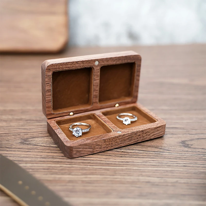 Caja de joyería de madera, caja para anillos de boda, pendientes, anillos, caja organizadora de joyería, caja de embalaje de regalo de joyería de lujo