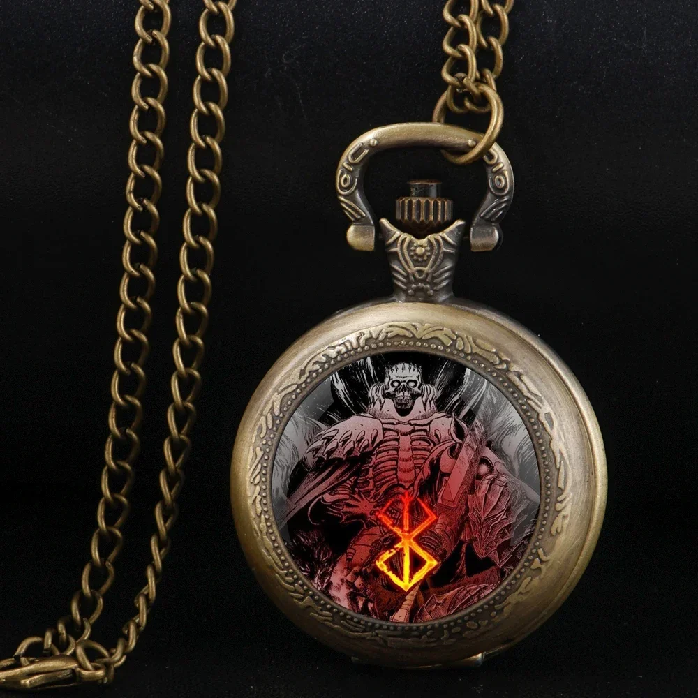 أنيمي Berserk قبة زجاج ساعة جيب كوارتز العربية الرقمية الهاتفي الرجال النساء إكسسوارات عقد ساعة الهدايا التذكارية Relógio #1