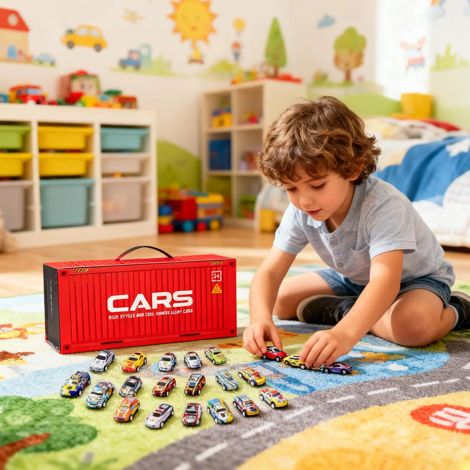 24-teiliges Mini-Auto-Set, Trägheit, zurückziehbare Autos für Jungen, Kunststoff-Fahrzeugmodell mit Behälter, Sammlung, Spielzeug, Geburtstagsgeschenk, Kind