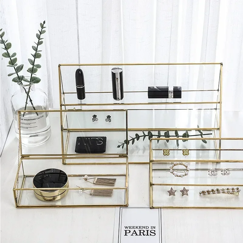 Nordic Bedroom Stud Jewelry Acrylic Storage Rack Three Layers High Capacity Lipstick Necklace Makeup Holder Showcase Organizer