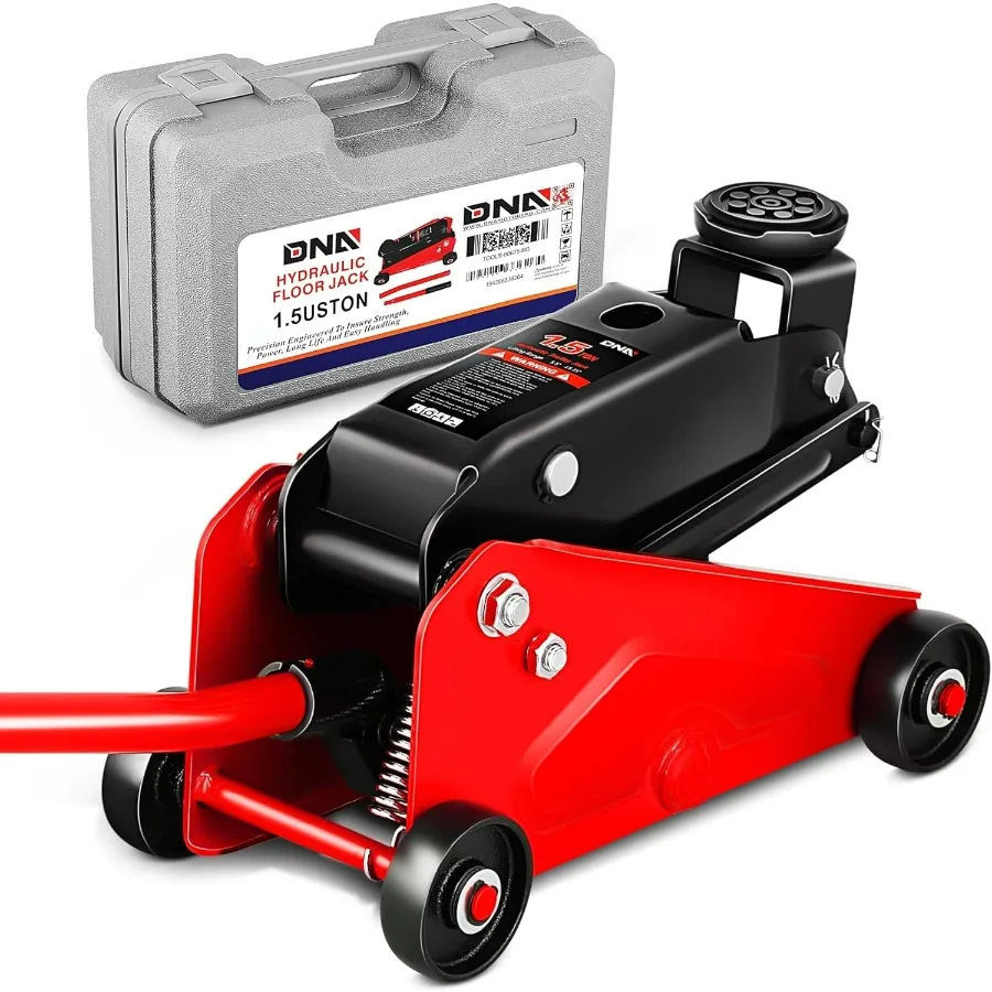 

Low Profile Hydraulic Trolley Service Floor Jack with 1.5 Ton 3000 lbs Capacity and 5.5 to 15.35 Inch Lifting Range Ideal for A