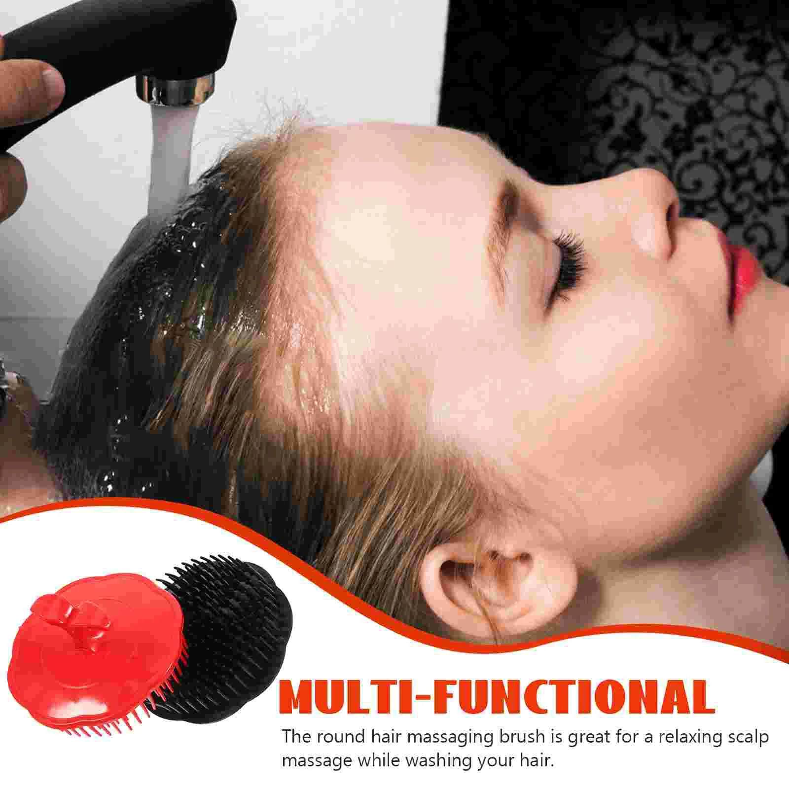 4pcs Round Hair Massaging Brush Manual Scalp Massagers Plastic Head Scrubber Soft Plastic Brush for Hair Detangling Scalp Exfoli