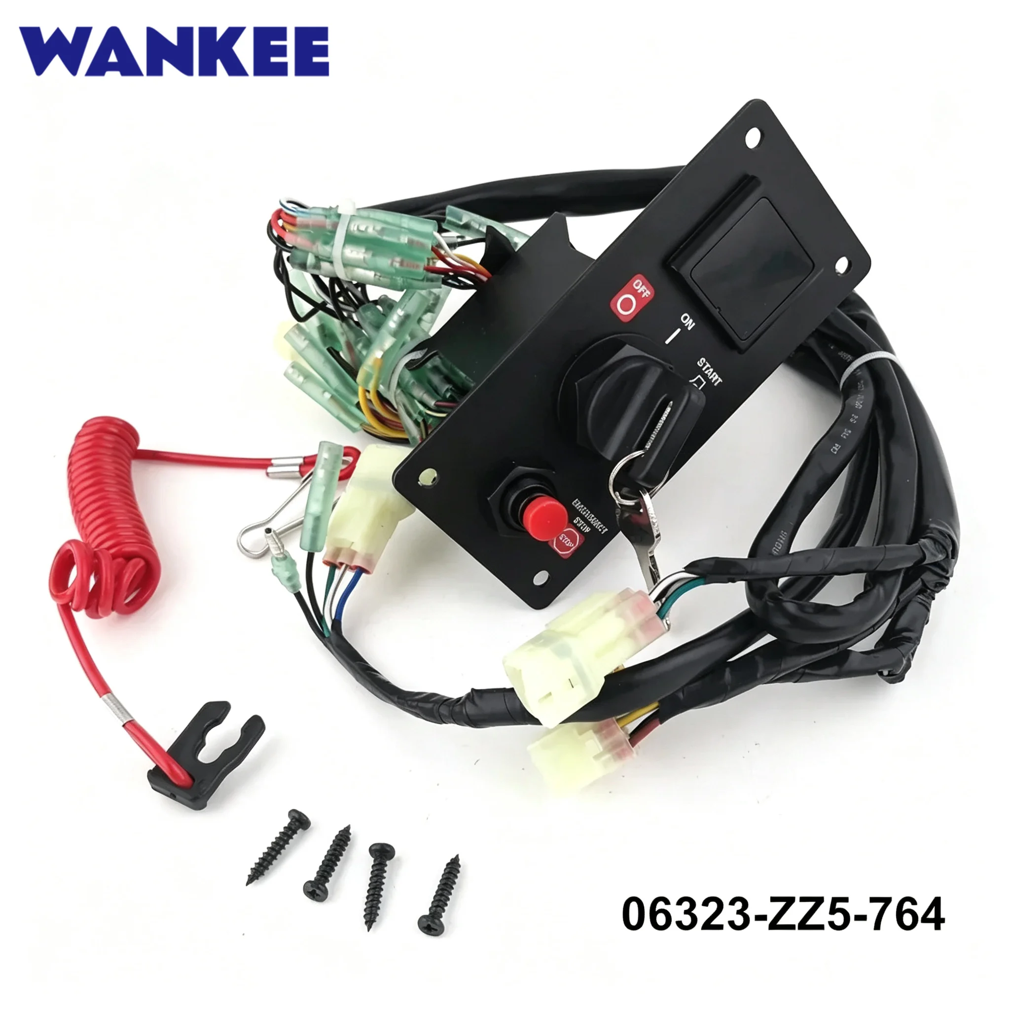 Ignition Switch Panel Kit 06323-ZZ5-764 for Honda Outboard 40-250HP Single Engine 4 LED with Keys