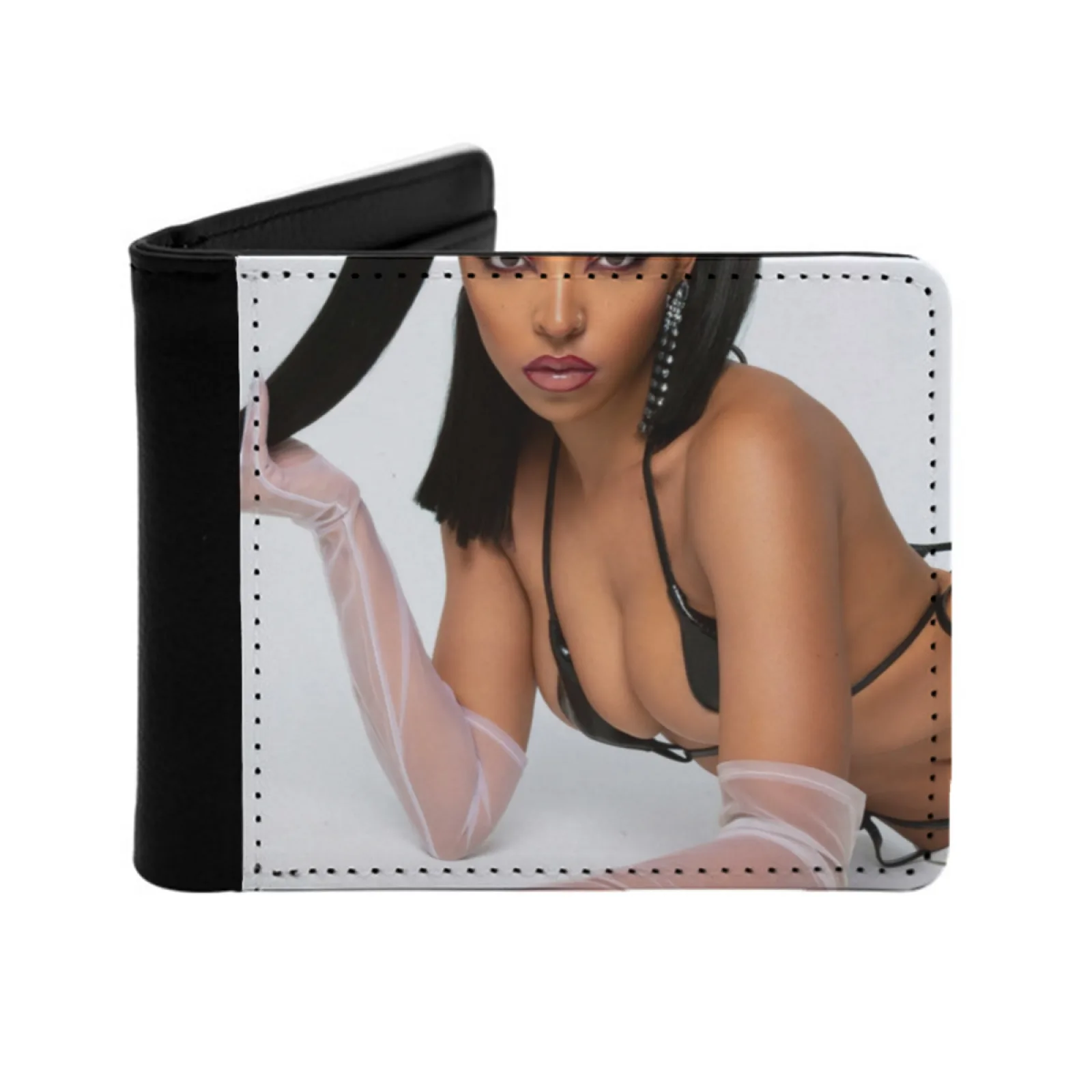 For You Short Men's Wallets Credit Card Holder Retro Wallet Male Pu Leather Wallet Music Dance Girl American Rnb Pop