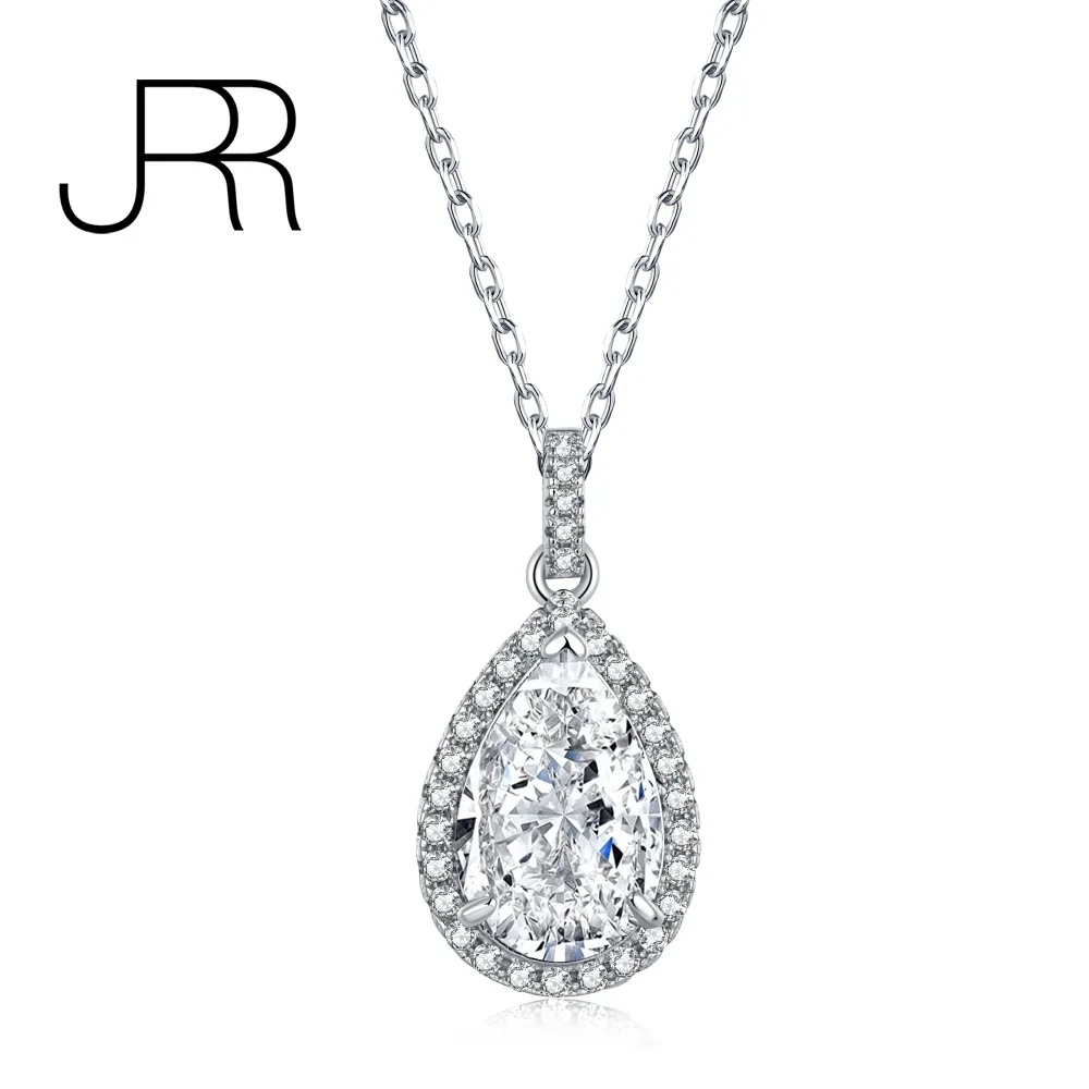 

JRR Pear Cut 925 Sterling Silver 8*12MM Yellow Pink Ice Out High Carbon Diamond Fine Women Girls Pendant Necklace Jewelry Gift