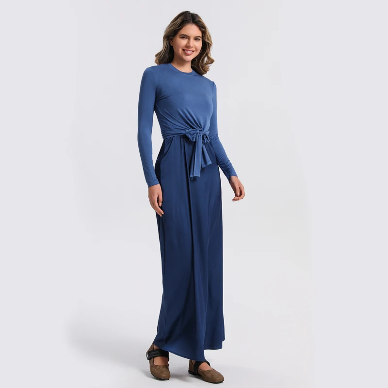 AA SS25-High Quality Lady Elegant Women Satin Maxi Dress Tee Long Sleeve Hem Split Bevel Shirt With Printed Modal Three Colors