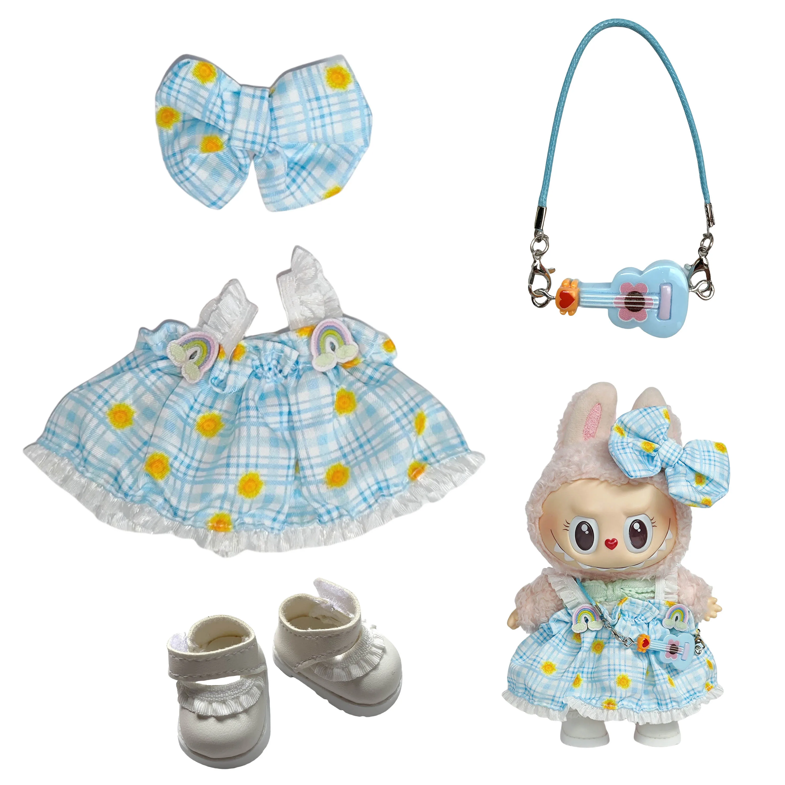 Mini Plush Doll Clothes, Idol Labubu Accessories v1 v2, Sitting Party, Sweet Chess Skirt Clothing Gifts