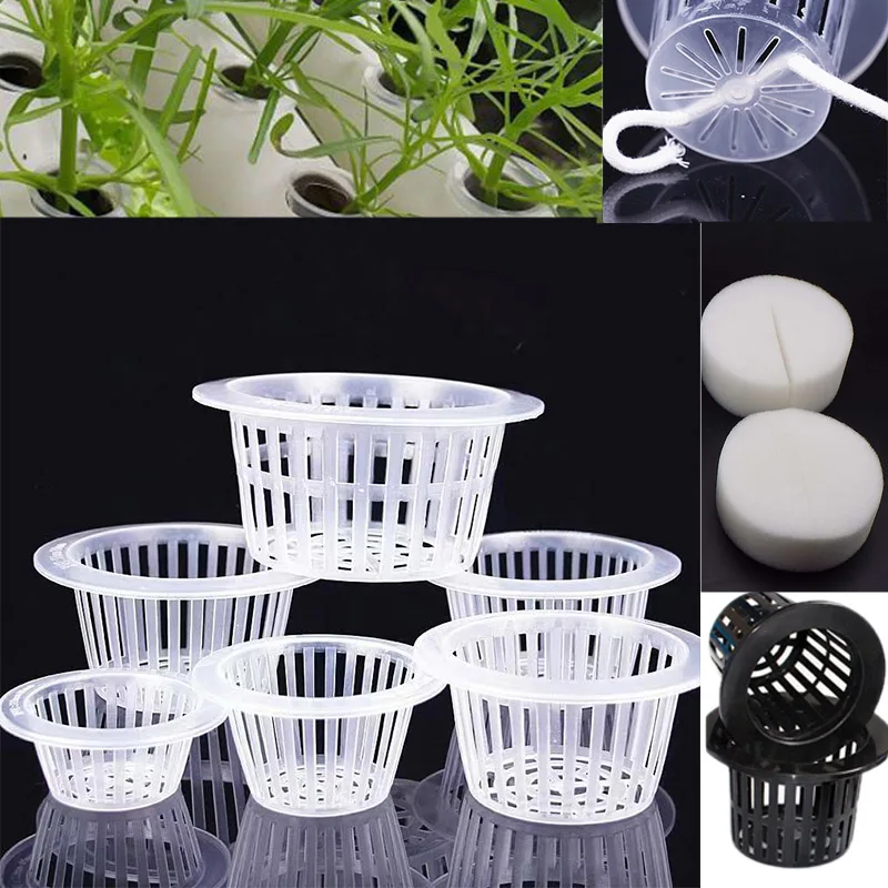 8 Sizes Mesh Plant Grow Pots Greenhouse Soilless Net Basket Holder Vegetable Nursery Cup Tray Sponge Hydroponic Colonization