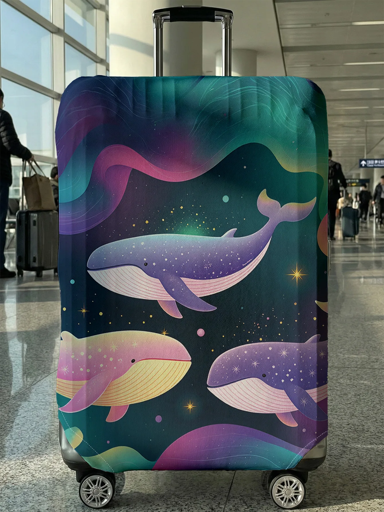 Dreamy Starry Sky Whale Luggage Cover, Suitable for 18-32 Inch Luggage Cover, Luggage Handle Glove, Travel Accessories
