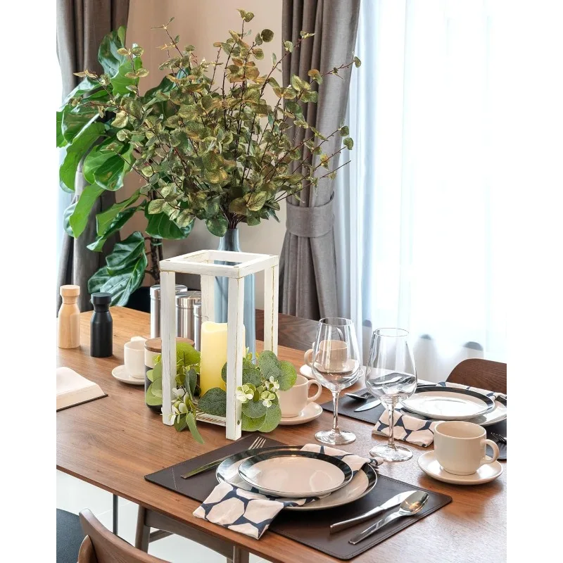 Centerpiece Rustic Lantern Candle Holders with Flameless LED Candles for Home Christmas Wed