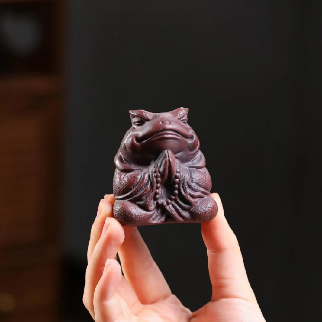 Yixing Original Ore Purple Clay Toad Pet Auspicious Animal Ornament Zen-Style Table Decoration Toy Room Tea Set Accessory