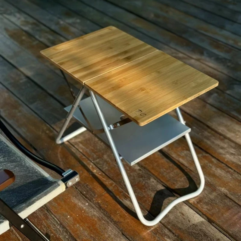 Camping Opvouwbare Houten Tafel Aluminium Draagbare Snelle Opslag Lichtgewicht Kampeeruitrusting Coole Uitrusting