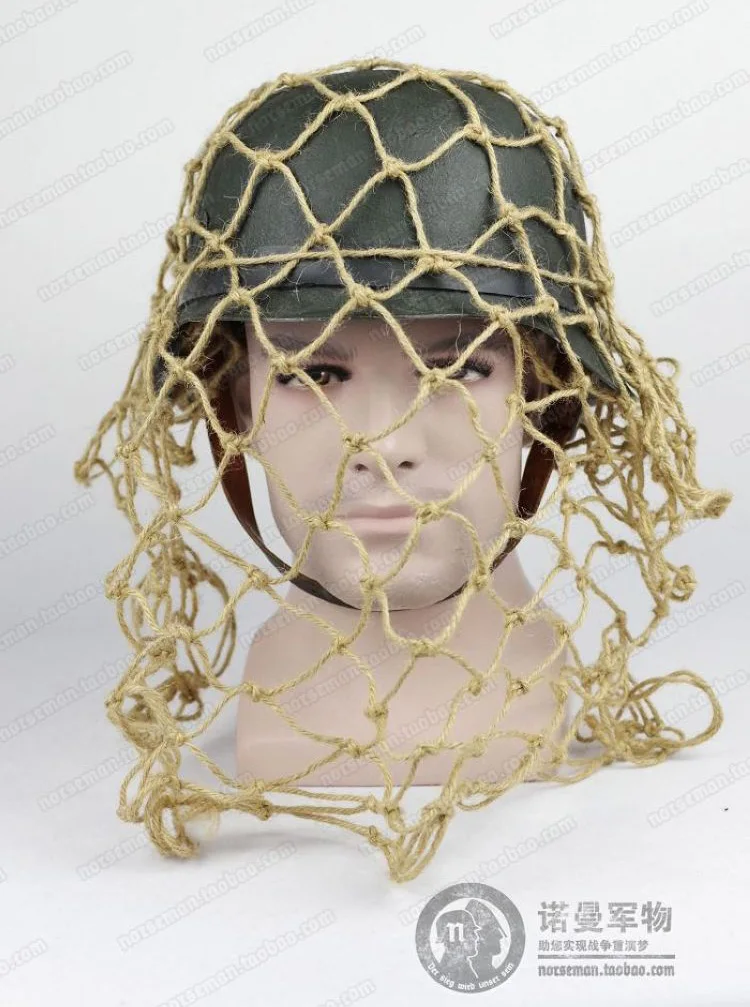 Casco alemán de Cosplay de reproducción, Red de camuflaje, «Tarnnetz», adaptado para todo tipo de cascos alemanes