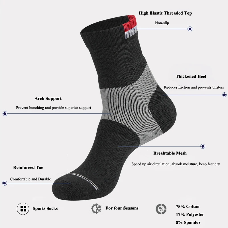 Professional Badminton Socks Elite Middle Tube Thick Towel Non-slip Sweat-absorbent Training Sports Tennis Socks Men Women