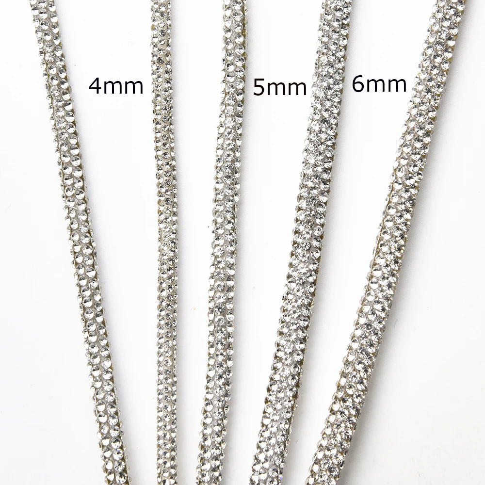 Nuovo 4Mm 5Mm 6Mm cavo di cristallo di vetro corda di strass Applique tubo trasparente corda di cotone fai da te con cappuccio lacci delle scarpe