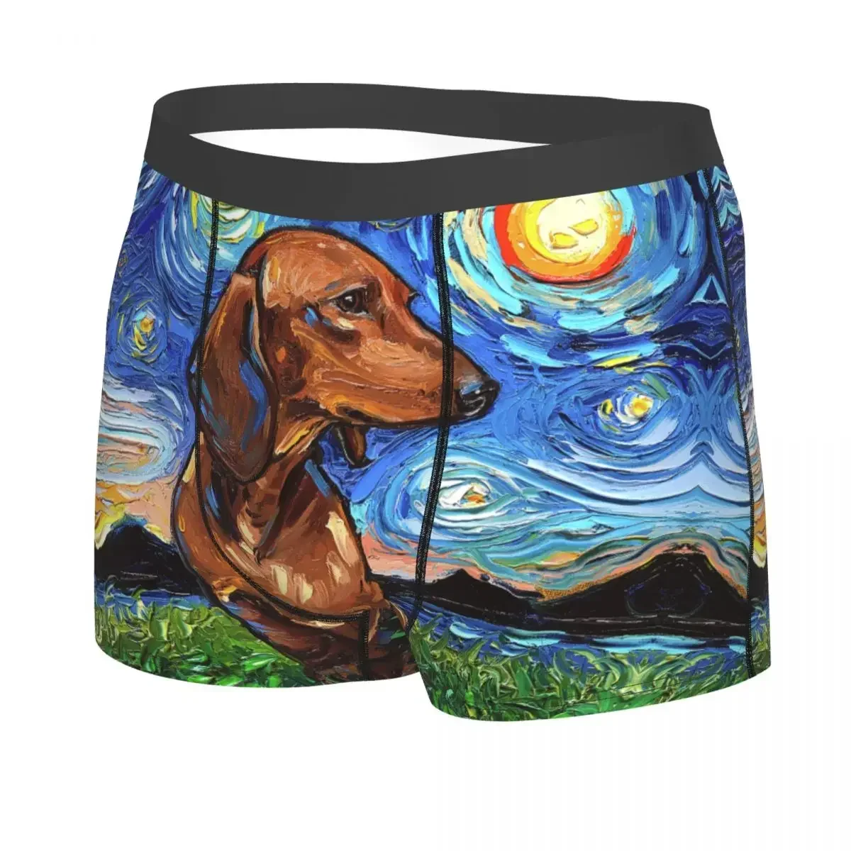 ry Night Dachshund Underwear Men Sexy Printed Badger Sausage Wiener Dog Boxer Shorts Panties Briefs Breathbale Underpants