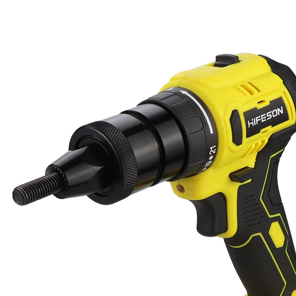 HIFESON Electric Rivet Nut Gun 26V Automatic Nut Puller 5.2Ah Brushless Self Lock Rivet Tool For M3M4M5M6M8M10 Makita Battery