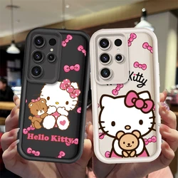 Sario Cute Hello Kitty For Samsung Galaxy S24 S23 S22 S21 S20 Ultra Plus FE 5G Shockproof Soft Eye Ladder Phone Case