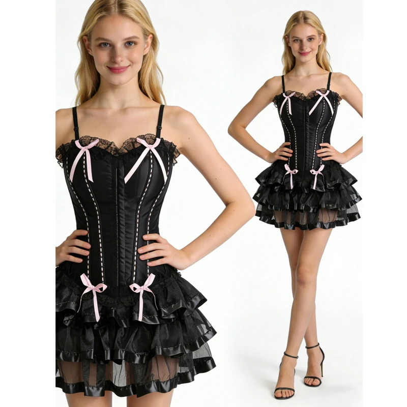 

Women Corset Dress With Straps Bustier Corset Overbust Tops Thin Straps Sexy Costume for Women