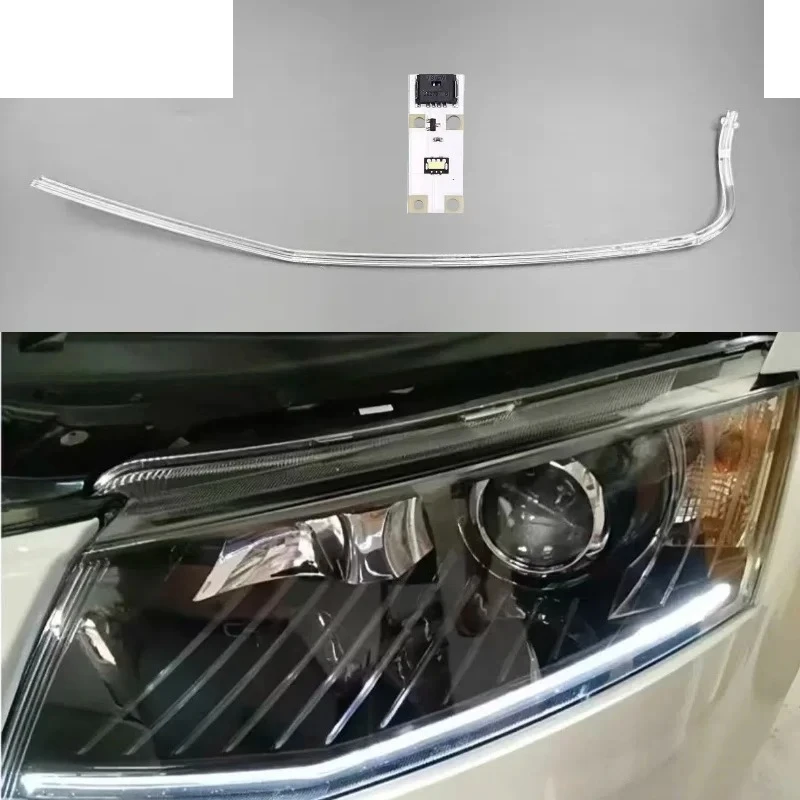 ل VW سكودا اوكتافيا 2015 2016 2017 سيارة العلوي DRL أنبوب رقائق الاكريليك ضوء دليل قطاع ضوء DRL قطاع لوحة المجلس