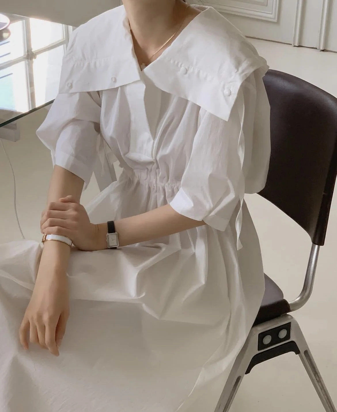 حقيقي الربيع الصيف خمر بحار طوق قميص نسائي فساتين 2025 جديد قصير الأكمام الدانتيل متابعة فستان طويل فضفاض غير رسمي المرأة #2