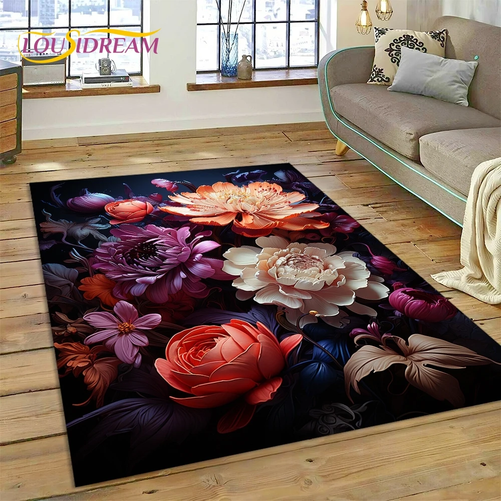 3D Dream Sun Flowers Nordic Daisy Rug Carpet for Living Room Bedroom Home Decor,Non-slip Decoration for Sofa Doormat Gifts Kid