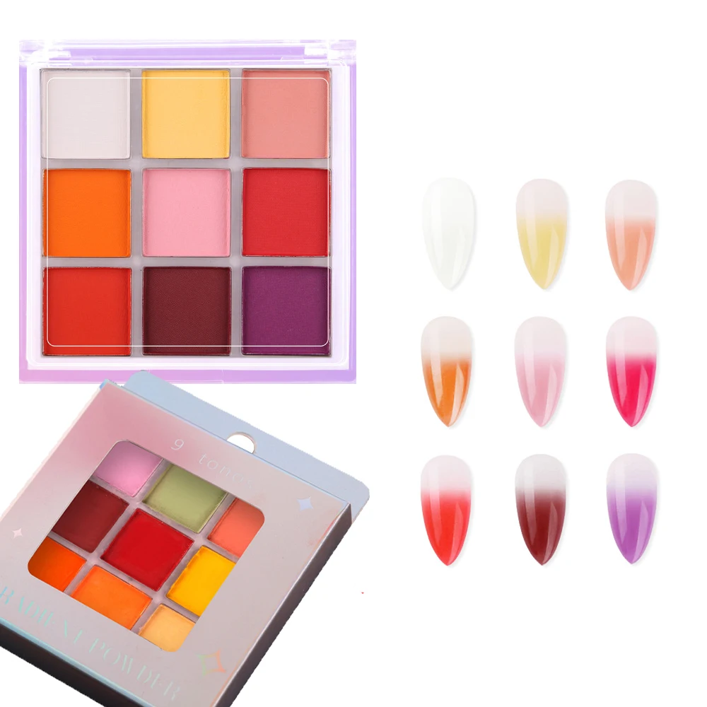 9Colors/Set Solid Gradient Nail Powder Palette Net1-2g*9colors Magic Mirror Powder Set DIY Macaron Shimmer Manicure Rubbing Dust