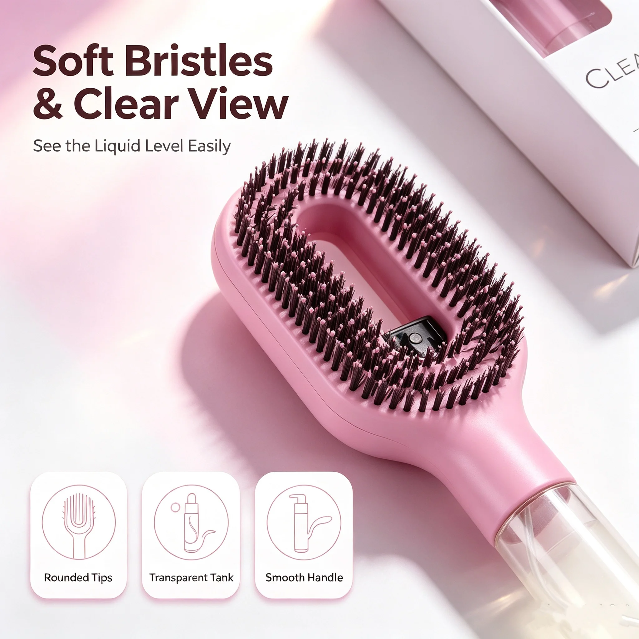 2 In 1 Spray Hair Brush Detangling Hair Comb Portable Refillable Spray Comb Hair Styling Tool For Home Travel