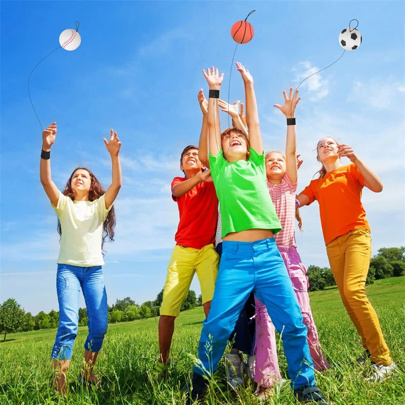 كرة إرجاع المعصم كرة رياضية مطاطية مع حزام وسلسلة كرات نطاطة لعبة للمراهقين البالغين ممارسة المعصم أو اللعب