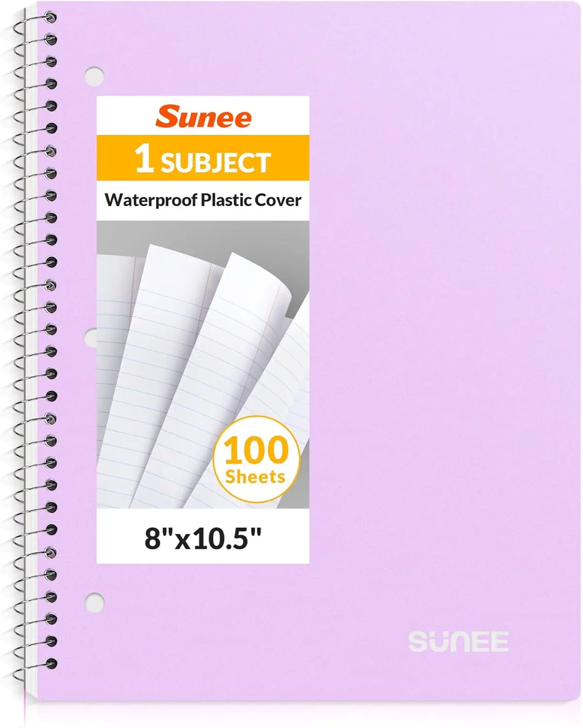

Блокнот на спирали, линованная бумага, 8x10,5 дюймов, 100 листов, водостойкая обложка с двусторонними карманами для работы