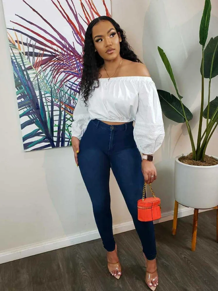 Women's Solid Color T-shirt Full Lantern Sleeve Off-the-shoulder Loose Casual Short Top Fashion Streetwear Autumn Wear