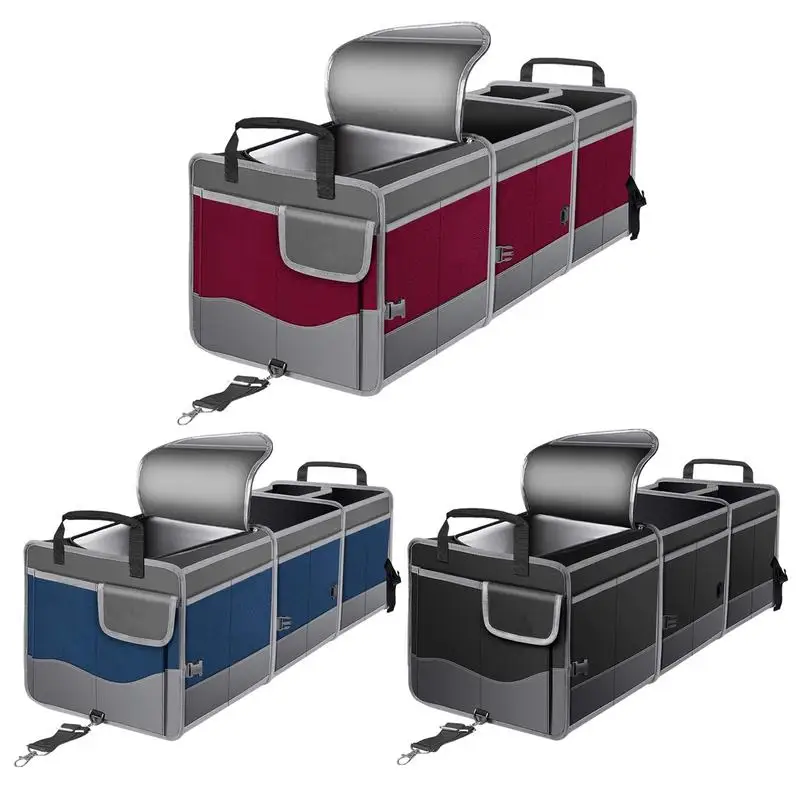 

Органайзер для багажника автомобиля, вместительный складной контейнер для хранения продуктов с несколькими отделениями, водонепроницаемый автомобильный Органайзер