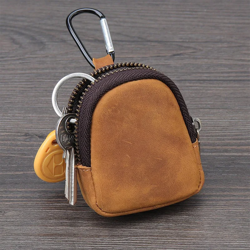 2026 NEU Herren Damen Outdoor Wild PU-Leder Karabiner Mehrfarbiger Retro Mini-Münzbeutel Schlüsselanhänger Kopfhörerkabel-Organizer Geldbörse – Detail 3