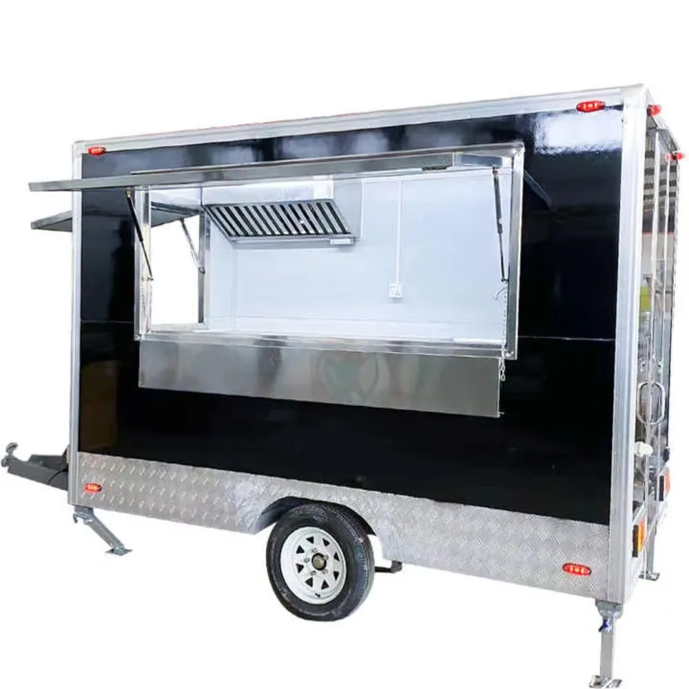 Factory Direct Square Food Trailer Fully Equipped Snack Cart Mobile Catering Trailer with Commercial Kitchen for Street Food