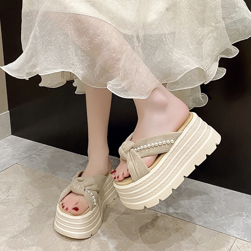 

NEW 8CM Heels Wedge Slides Sandals Women Casual Outdoor Slippers Female Summer Non Slip Beach Slipper Walking Chunky Shoes Woman