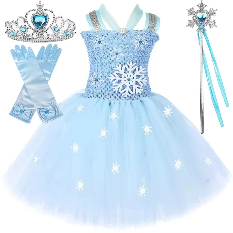 Girls' Princess Tutu Dress Set, Princess‑Style Stage Performance Outfit, Includes Wig and Magic Wand, Kids' Costume for Party